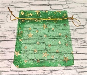 Мешочек органза зеленый Звездочки 10*12 577295 577295-2