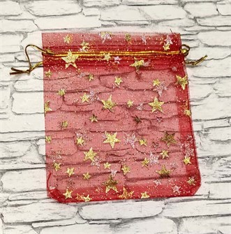 Мешочек органза красный Звездочки 10*12 577295 577295-1