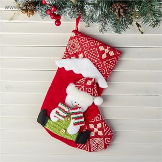 Носок для подарка Снежный дом 18,5*26см снеговик 3544082 3544082