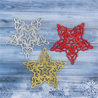 Украшение елочное Снежинки ажурные 3шт 10,5*10,5см микс 3556986 3556986