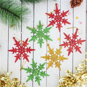 Украшение елочное Острые снежинки 6шт 10*10см микс 3566181 3566181