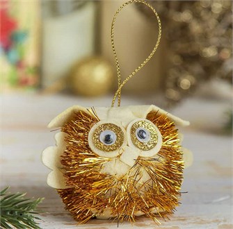 Мягкая подвеска Совенок - пушистик 5*7см золото 1381160 1381160