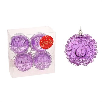 Набор шаров пластик d-7см 4шт Завитушка Фиолетовый 717938 717938