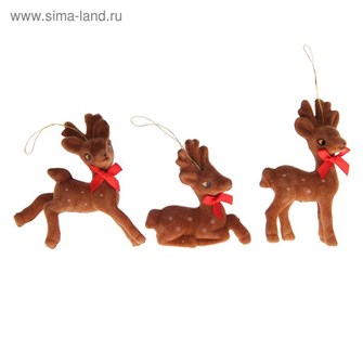 Украшение елочное Олешка (3 вида) 7см пятнистый с бантиком 1113643 1113643