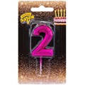 Свеча Цифра 2 Диамант Маджента 4,5см 1502-4844