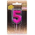 Свеча Цифра 5 Диамант Маджента 4,5см 1502-4847