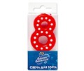 Свеча Цифра 8 Красная в белую точку 4,3см 803148
