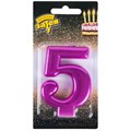 Свеча Цифра 5 Ярко-розовая 8см 1502-6099