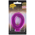 Свеча Цифра 0 Ярко-розовая 8см 1502-6094