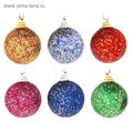 Набор шаров пластик d-4см 6шт Вкрапления блеск Ассорти 730269 730269