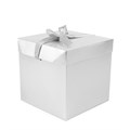 Коробка подарочная складная Атласный бант Серебро Металлик 15*15*15 см 503078 503078